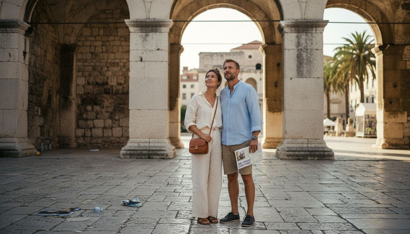 Couple viewing Diocletian’s Palace Croatia