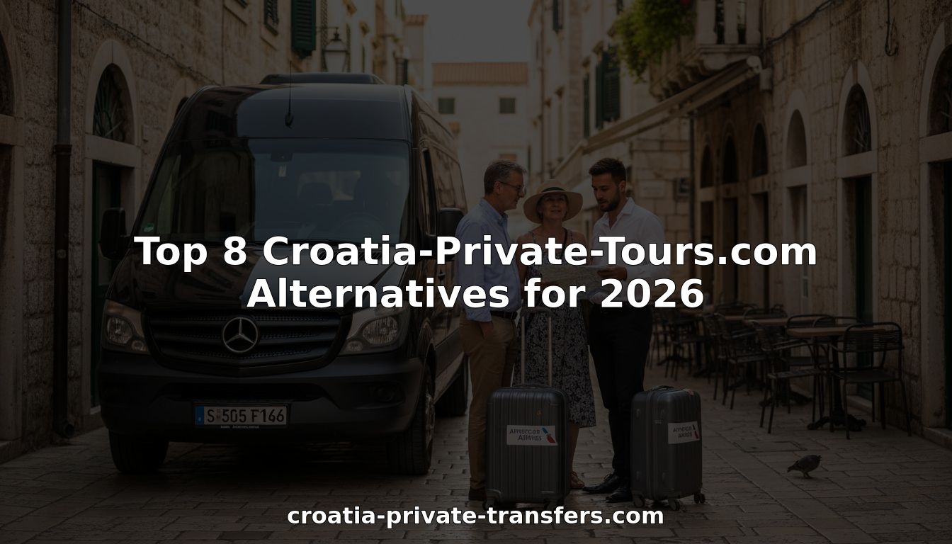 Couple and driver with van in historic Split Croatia