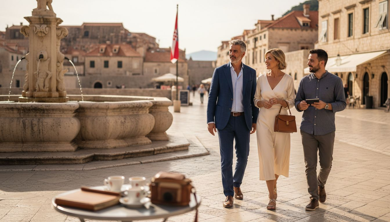 Couple with guide touring Dubrovnik Old Town