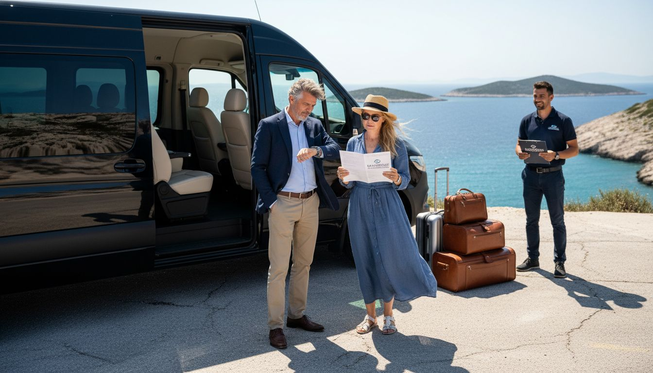 Luxury travelers at Dalmatian coast overlook