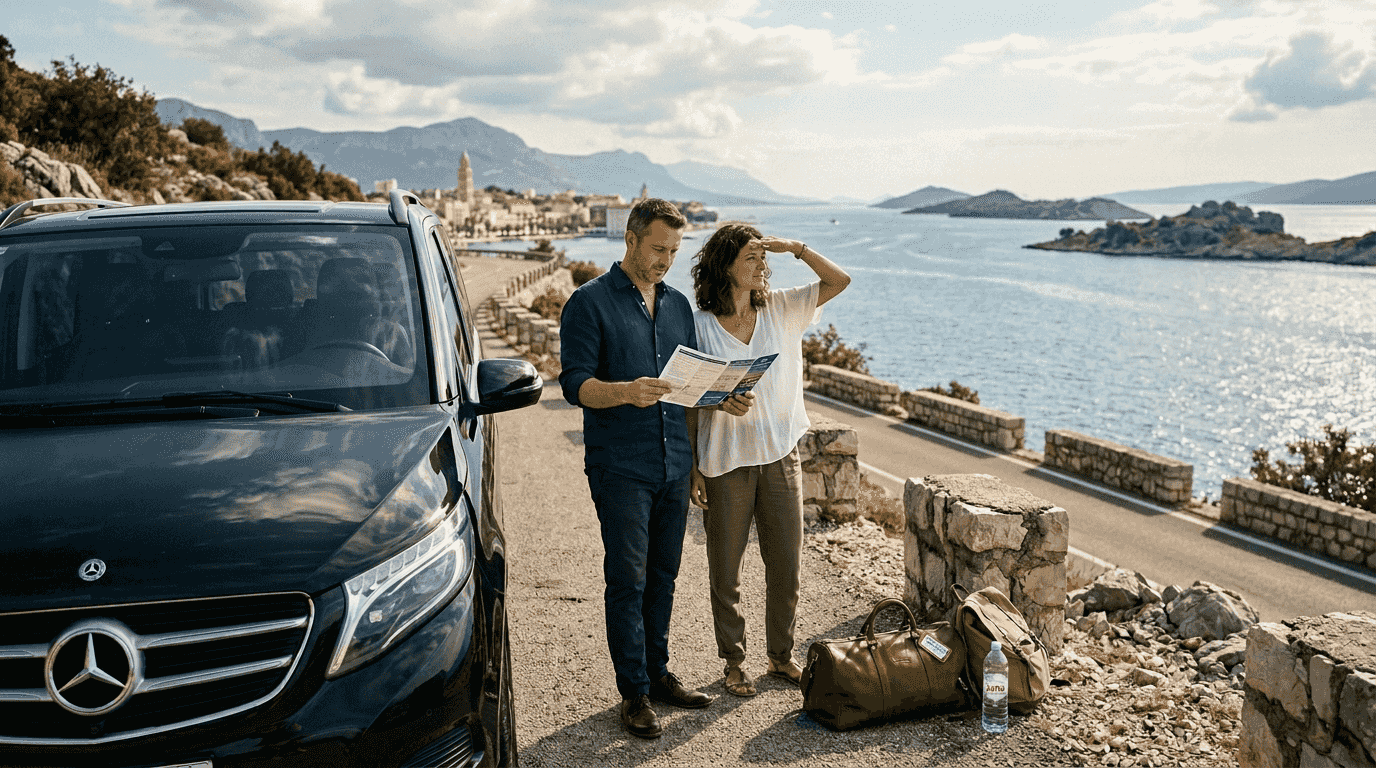 Couple preparing luxury Croatian day trip