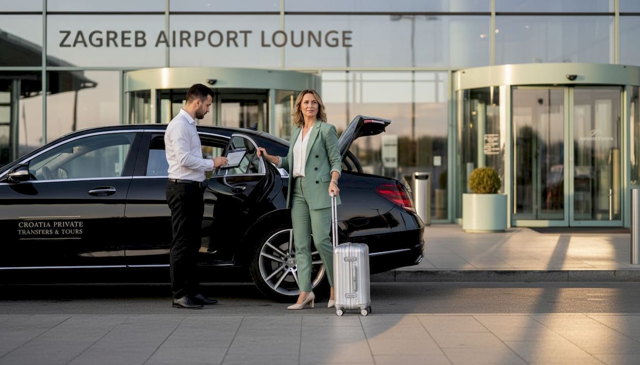 Businesswoman arrives via airport transfer Croatia