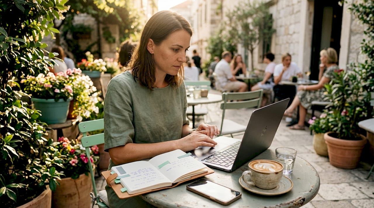 Woman planning personalized travel itinerary