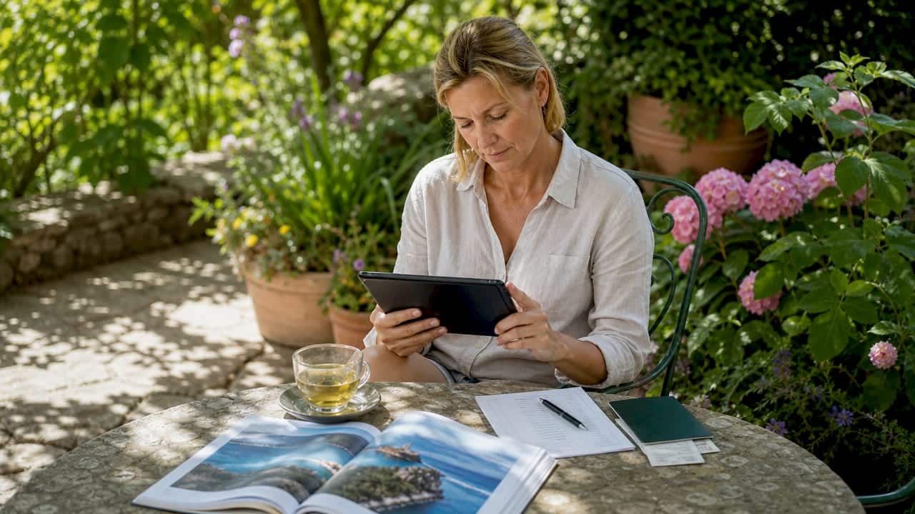 Woman booking private transfer on smartphone