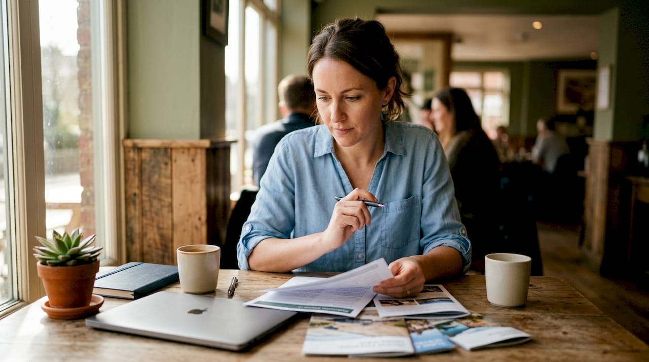 Travel planner reviewing private tour itinerary
