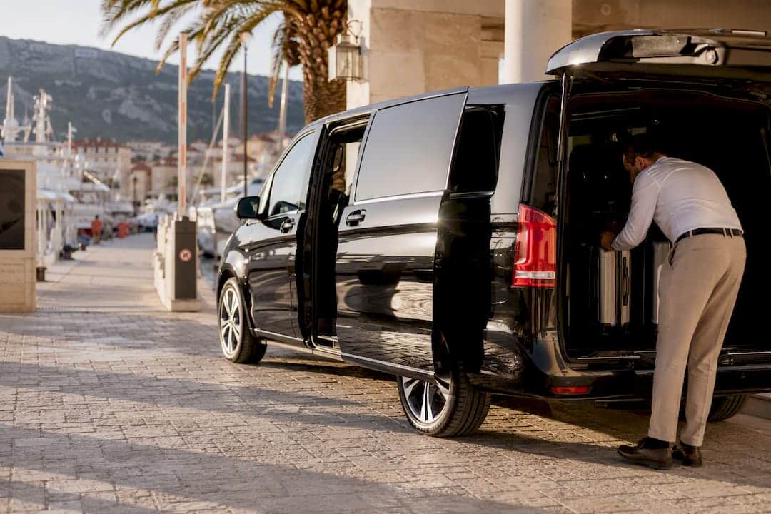 Private transfer van loading luggage at ACI Marina Split