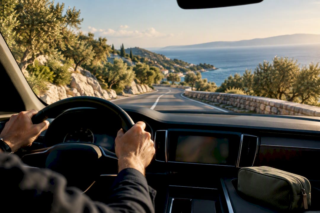 Private driver navigating a Croatian coastal road