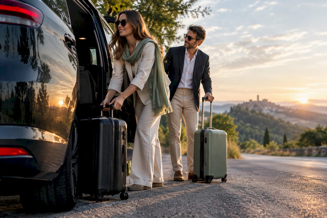 Travelers preparing for Plitvice transfer